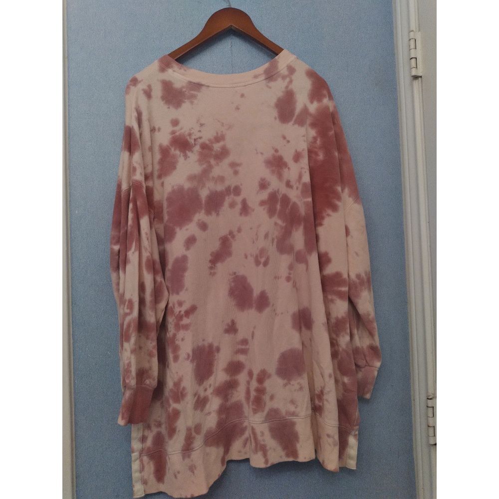 Oversized Tie-Dye Sweatshirt Tunic Pink Mauve Cloud‎ Wash Long Sleeve Loungewear